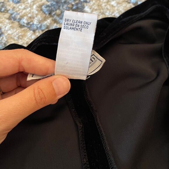 Vintage 90s Jessica Howard Black Velvet Faux Wrap Dress Made in Hong Kong Sz 14P - Picture 7 of 8